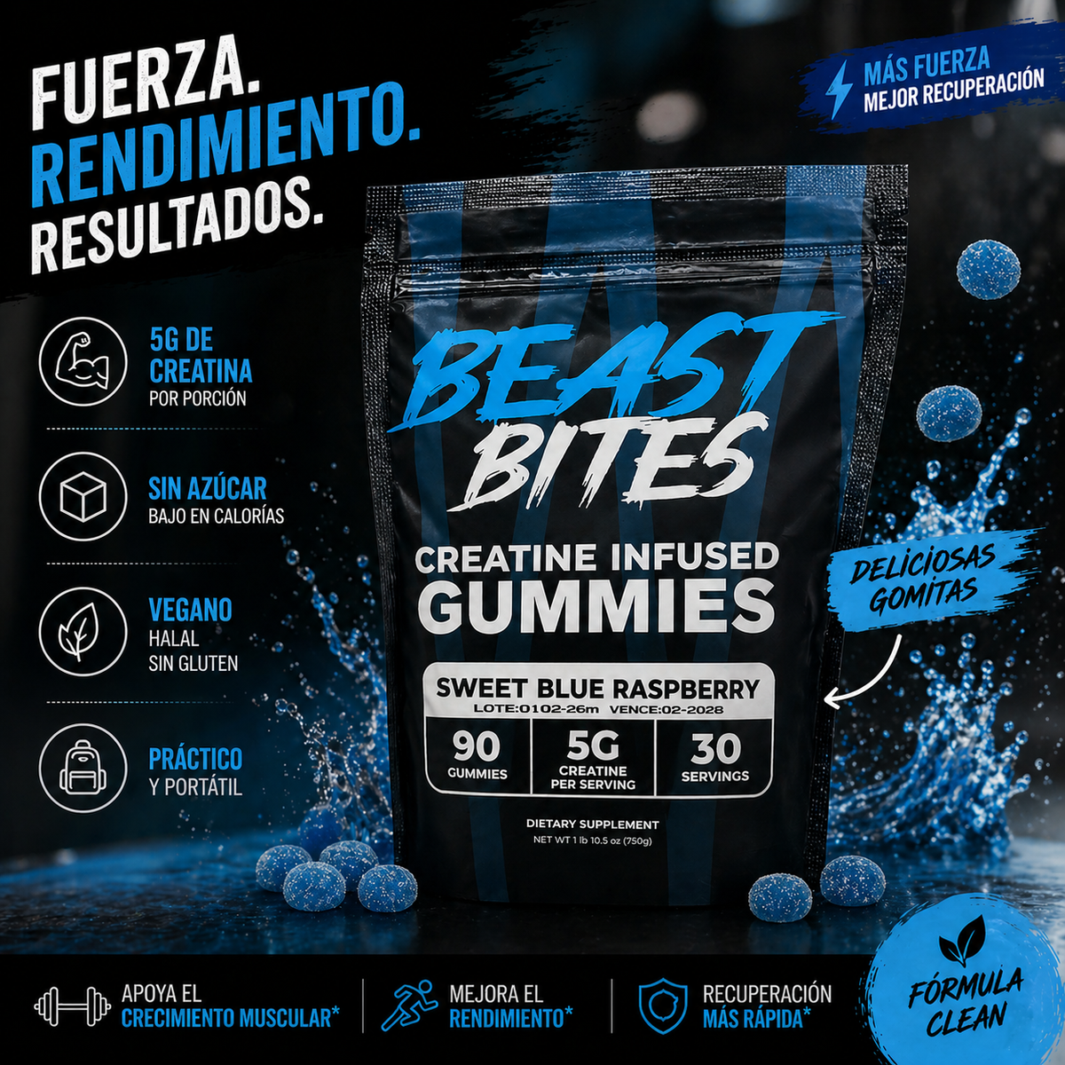 Beast Bites™ Creatina en Gomitas, Fuerza y Recuperación Muscular rápida, que esperas para probarlas