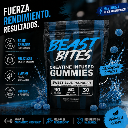 Beast Bites™ Creatina en Gomitas, Fuerza y Recuperación Muscular rápida, que esperas para probarlas