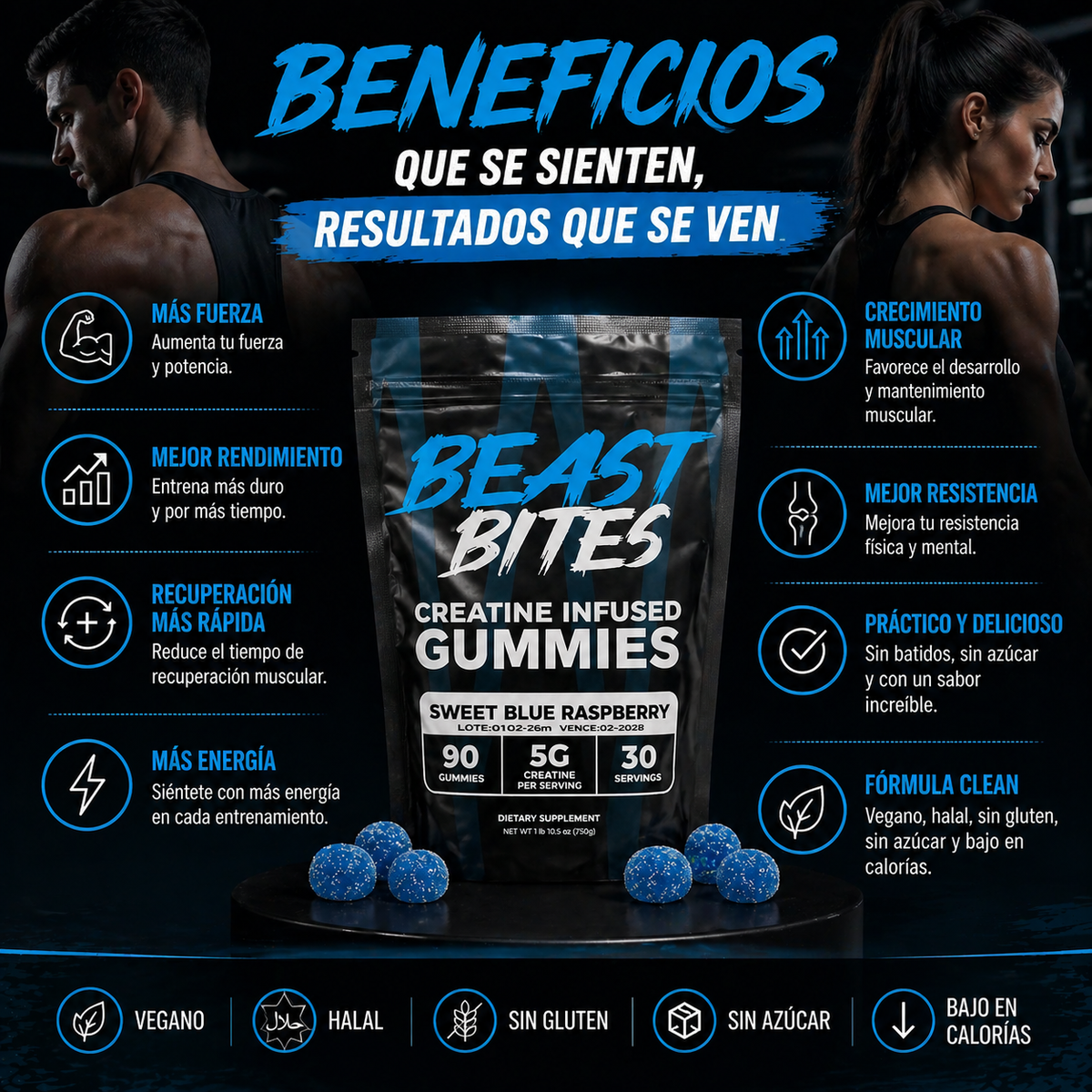 Beast Bites™ Creatina en Gomitas, Fuerza y Recuperación Muscular rápida, que esperas para probarlas