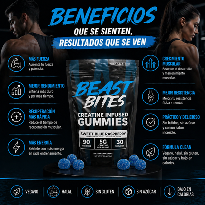 Beast Bites™ Creatina en Gomitas, Fuerza y Recuperación Muscular rápida, que esperas para probarlas