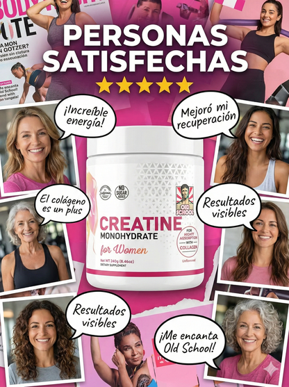 Creatina para Mujeres Old School Labs® Más Fuerza, Más Glúteo, Más Recuperación