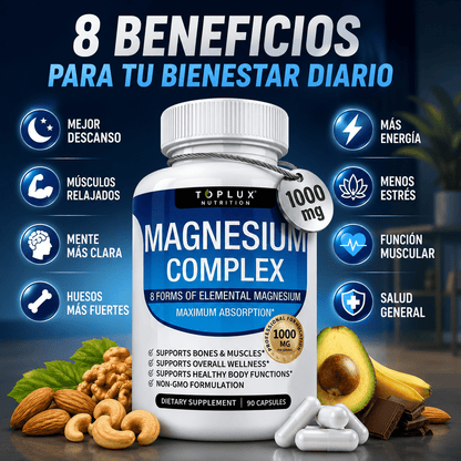 Complejo de Magnesio para Dormir Mejor, Relajar Músculos y Reducir Estrés