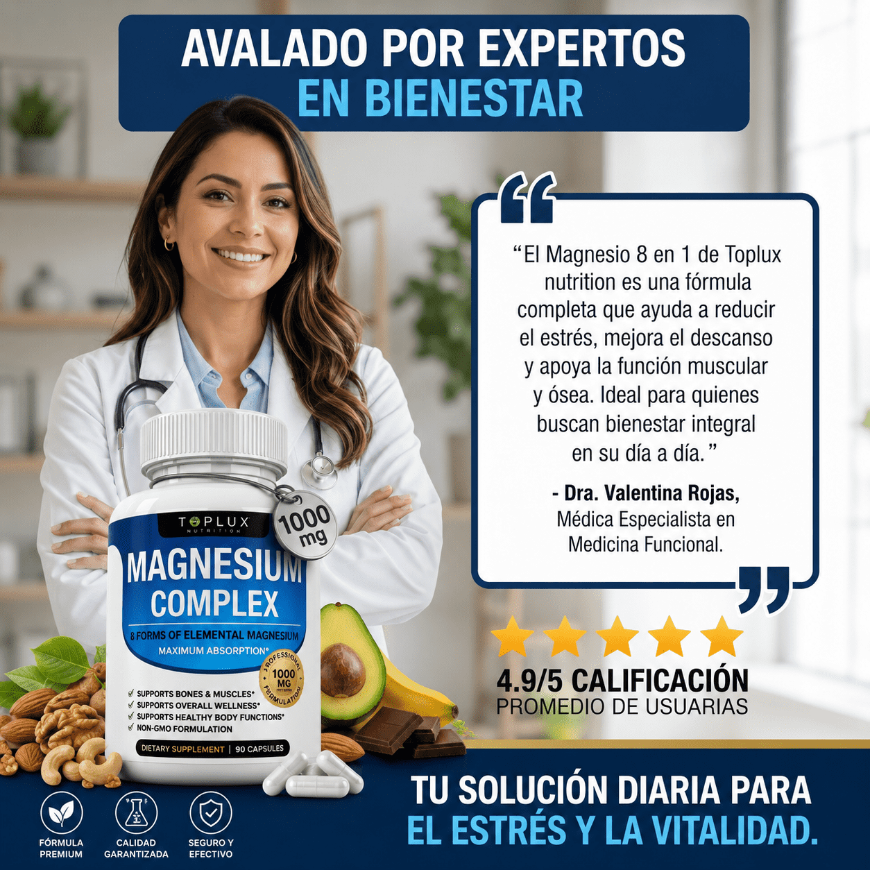 Complejo de Magnesio para Dormir Mejor, Relajar Músculos y Reducir Estrés