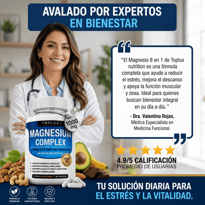 Complejo de Magnesio para Dormir Mejor, Relajar Músculos y Reducir Estrés