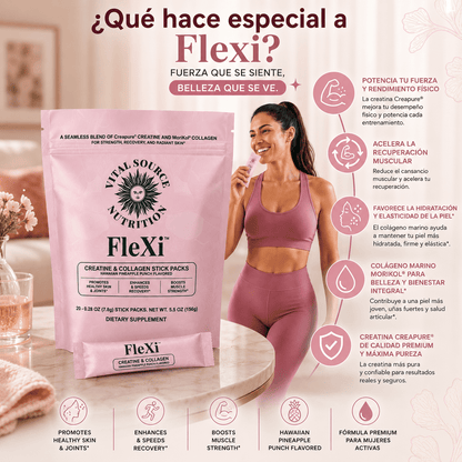 FLEXI™ Creatina y Colágeno Premium, Fuerza + Belleza Diaria, empieza hoy.