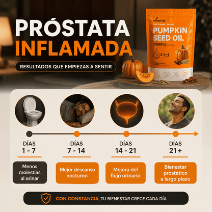 Aceite de Semilla de Calabaza + Saw Palmetto, VivoNu™  Apoyo para la Próstata y la Salud Urinaria, 120 Cápsulas Blandas