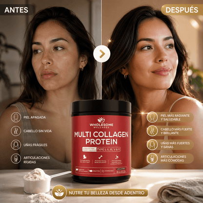 MULTICOLLAGEN PROTEIN™  5 Tipos de Colágeno para Piel, Cabello, Uñas y Articulaciones, empieza hoy