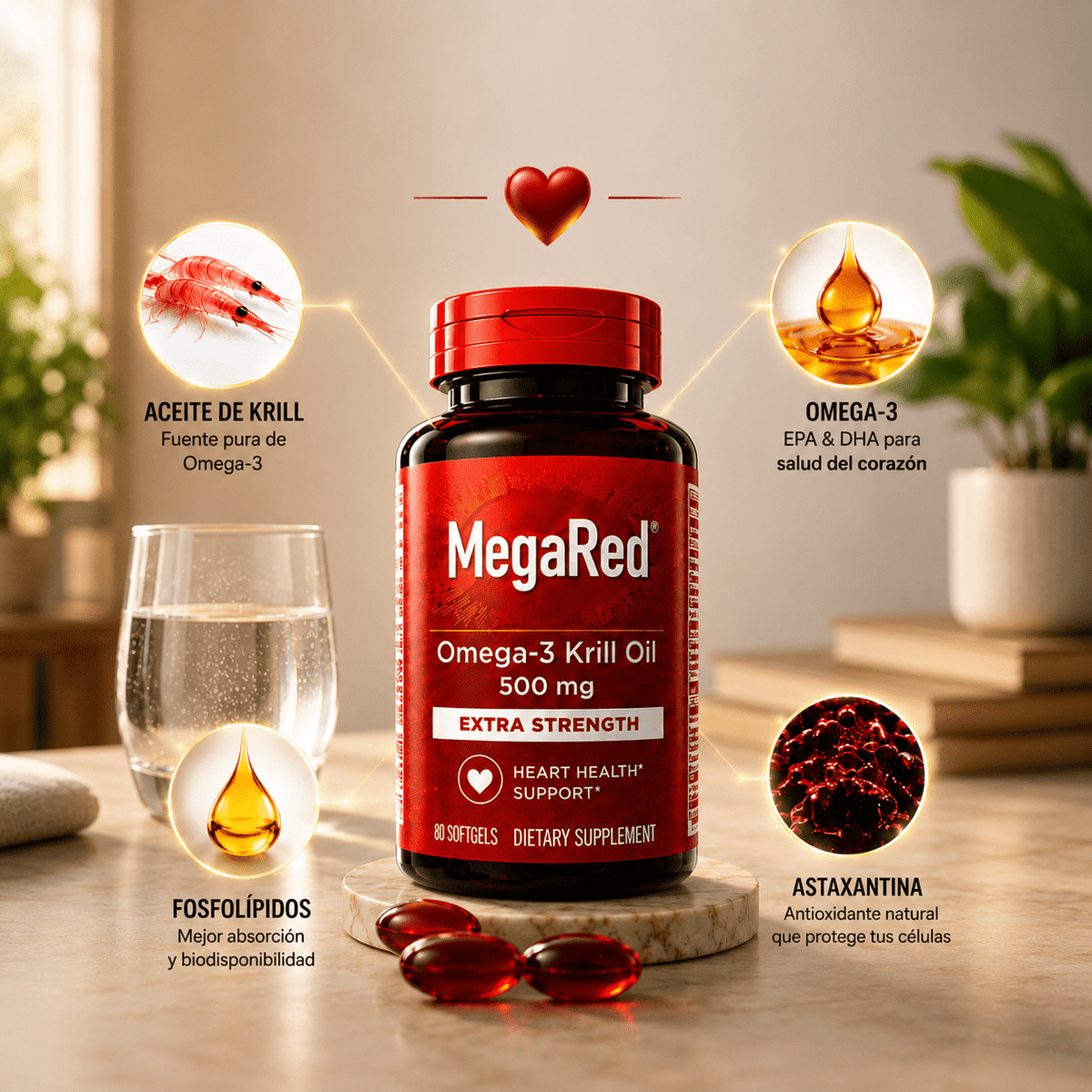 MegaRed® Omega-3 + Krill: Cuida tu corazón, mente y articulaciones ¡Empieza hoy!