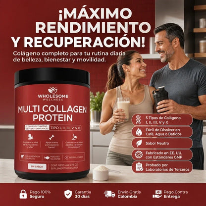 MULTICOLLAGEN PROTEIN™  5 Tipos de Colágeno para Piel, Cabello, Uñas y Articulaciones, empieza hoy