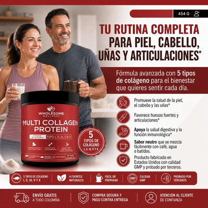 MULTICOLLAGEN PROTEIN™  5 Tipos de Colágeno para Piel, Cabello, Uñas y Articulaciones, empieza hoy