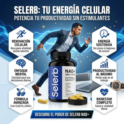 Selerb NAD+® Energía Celular, Soporte Prostático y Rendimiento Masculino, No esperes más, mejora tu rendimiento diario ahora