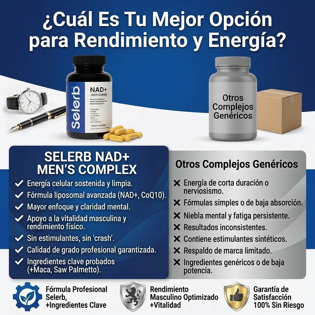 Selerb NAD+® Energía Celular, Soporte Prostático y Rendimiento Masculino, No esperes más, mejora tu rendimiento diario ahora