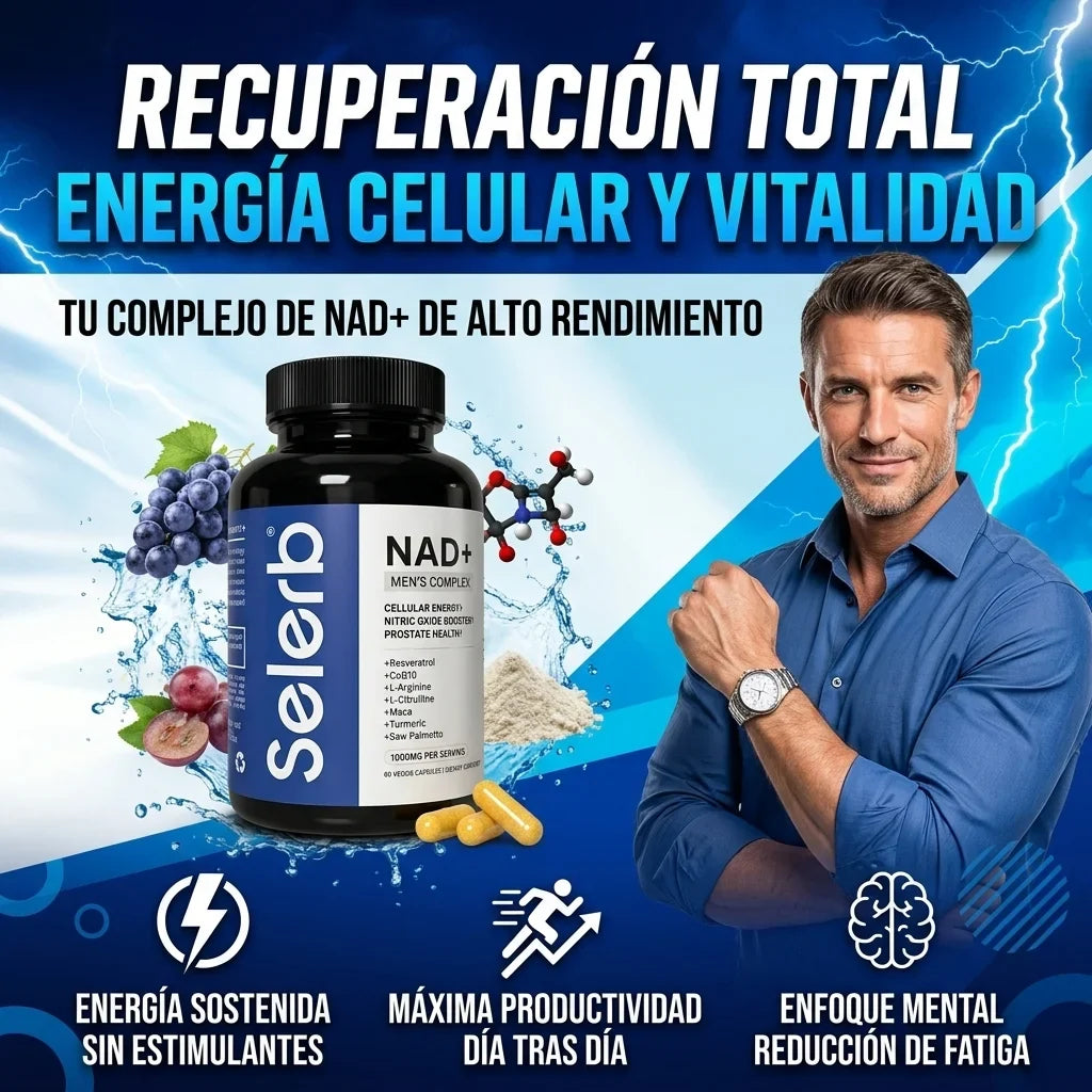 Selerb NAD+® Energía Celular, Soporte Prostático y Rendimiento Masculino, No esperes más, mejora tu rendimiento diario ahora