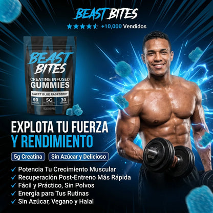 Beast Bites™ Creatina en Gomitas, Fuerza y Recuperación Muscular rápida, que esperas para probarlas