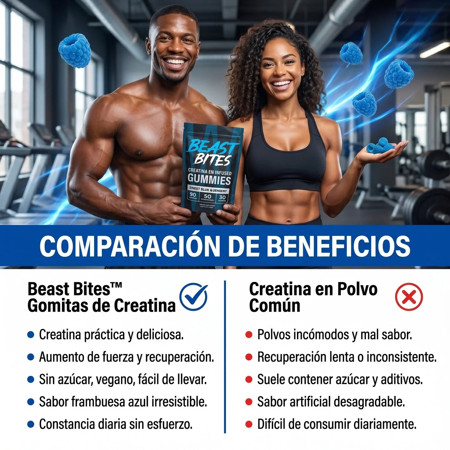Beast Bites™ Creatina en Gomitas, Fuerza y Recuperación Muscular rápida, que esperas para probarlas
