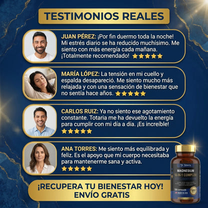 Magnesio 12 en 1 Totaria® Apoya la  Relajación muscular y el mejor dormir. empieza hoy mismo